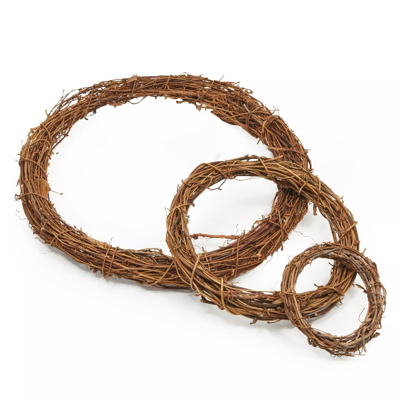 Set of 3 Grapevine Wreath Forms for DIY Crafts, Twig Branches, 11.5, 7, & 4.5 in